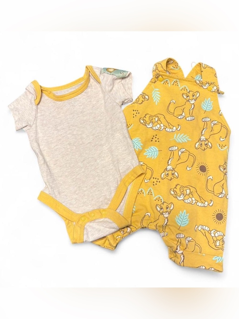 Disney Yellow Lion King Simba Romper with onesie size 3/6 Months